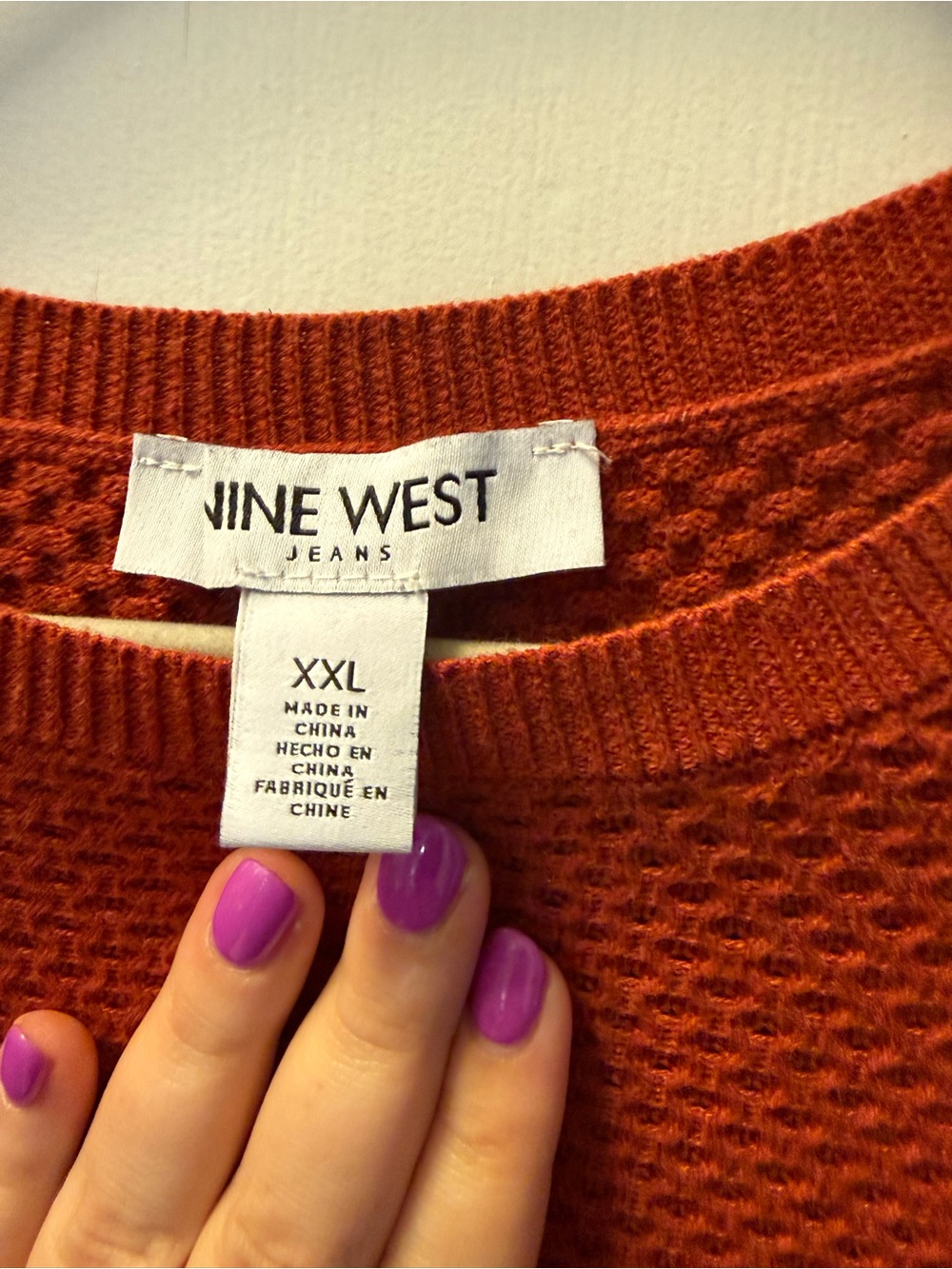 Nine West Rust Orange Short-Sleeve Knit Sweater - Picture 2 of 3